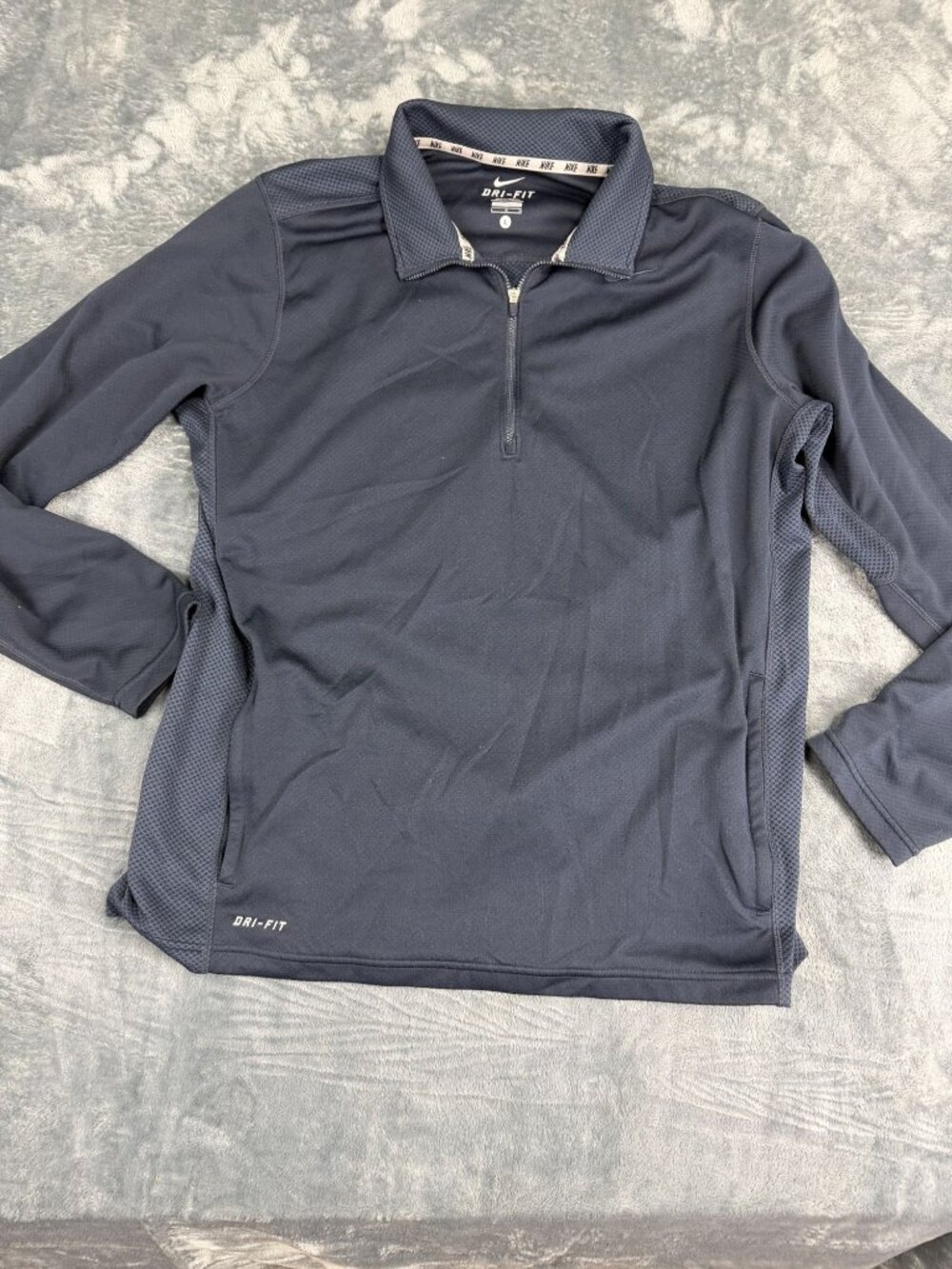 Nike Dri-Fit Mens Long Sleeve 1/4 Zip Pullover Blue Size L